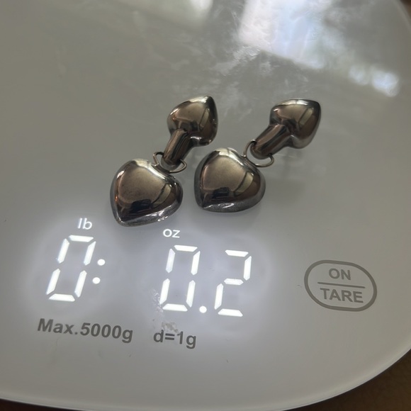 Abstract Heart Shape Genuine 925 Sterling Silver Statement Dangle Earrings - Picture 7 of 7